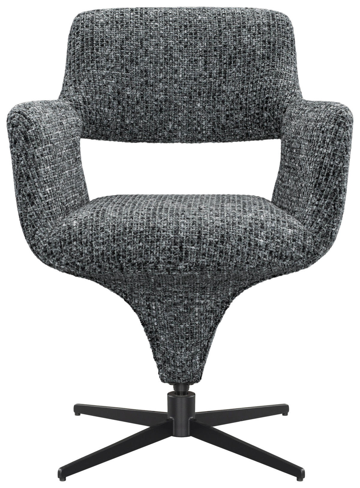ARMLEHNSTUHL  Stoffauswahl, Sitzfläche 360° drehbar, automatische Rückholfunktion Mikrofaser  - Schwarz/Grau, Design, Textil/Metall (61/84/63cm) - Novel