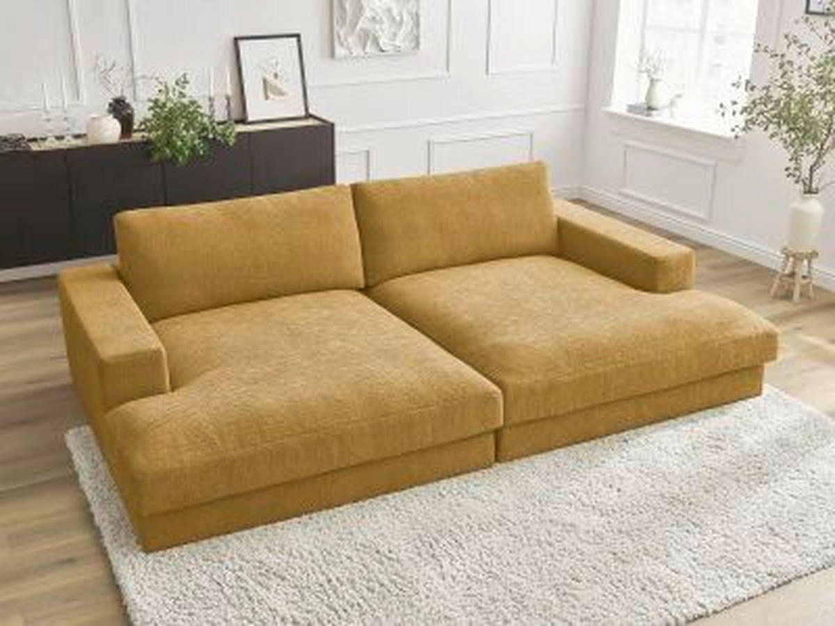 BIGSOFA LEONARD Struktur Gelb  - Gelb/Schwarz, MODERN, Kunststoff/Textil (274/77/159cm)