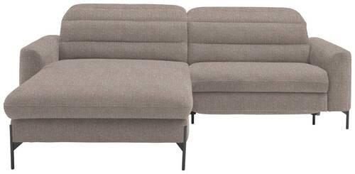 ECKSOFA in Flachgewebe Hellbraun  - Hellbraun/Schwarz, Design, Textil/Metall (191/252cm) - Dieter Knoll