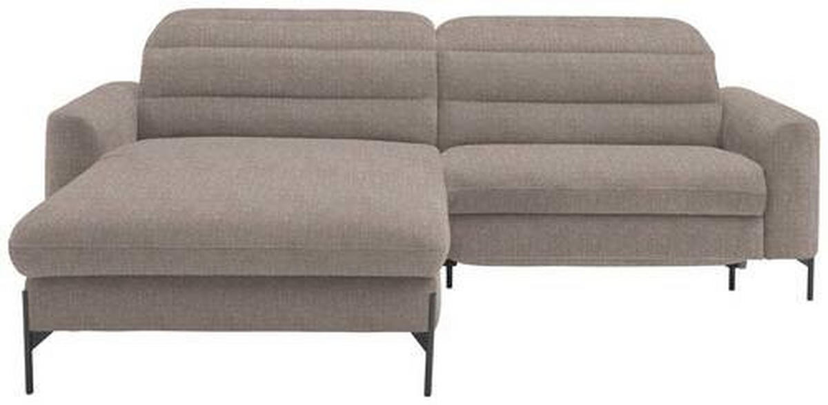 ECKSOFA in Flachgewebe Hellbraun  - Hellbraun/Schwarz, Design, Textil/Metall (191/252cm) - Dieter Knoll