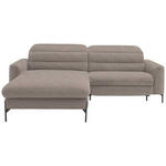 ECKSOFA in Flachgewebe Hellbraun  - Hellbraun/Schwarz, Design, Textil/Metall (191/252cm) - Dieter Knoll