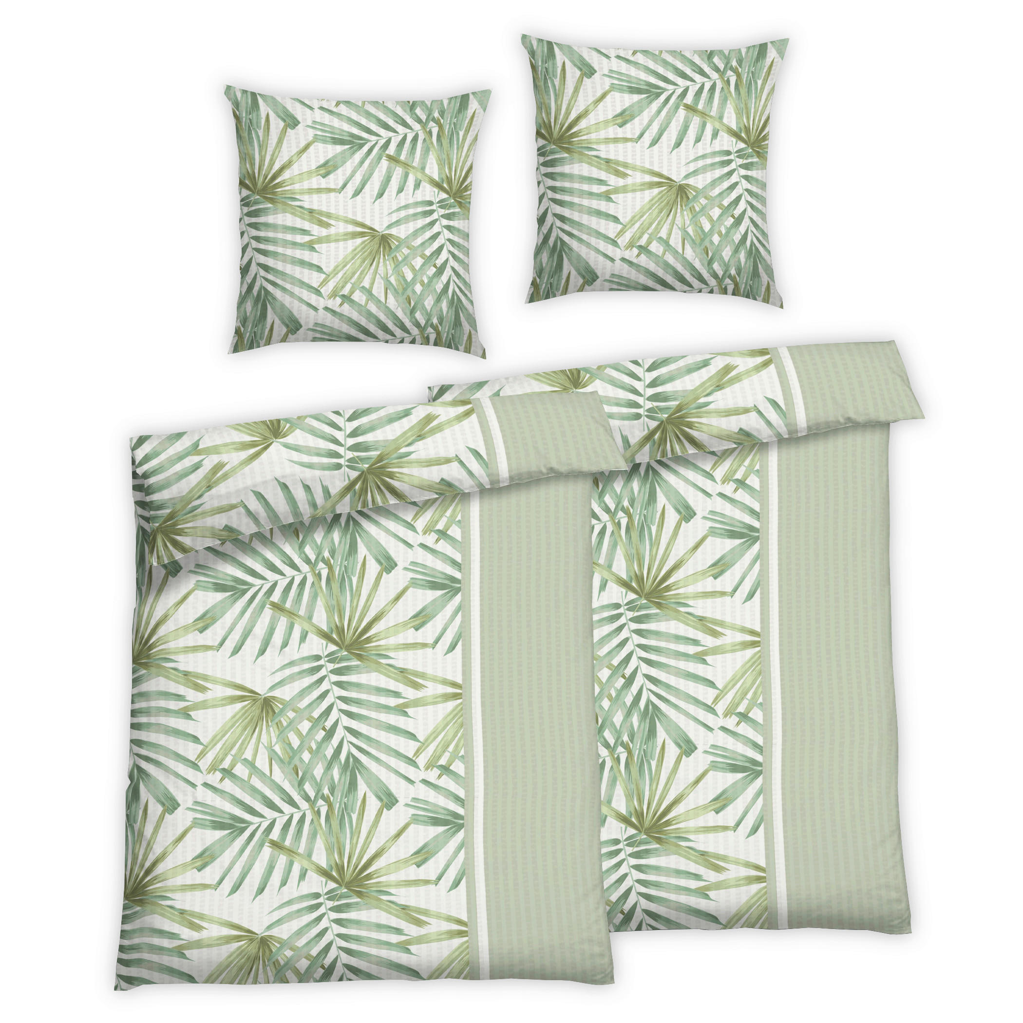 BETTWÄSCHE 4-teilig Seersucker 135/200 cm  - Salbeigrün, Basics, Textil (135/200cm) - Florella