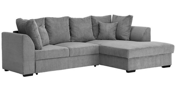 ECKSOFA in Cord Hellgrau  - Hellgrau/Schwarz, Design, Kunststoff/Textil (259/174cm) - Cantus