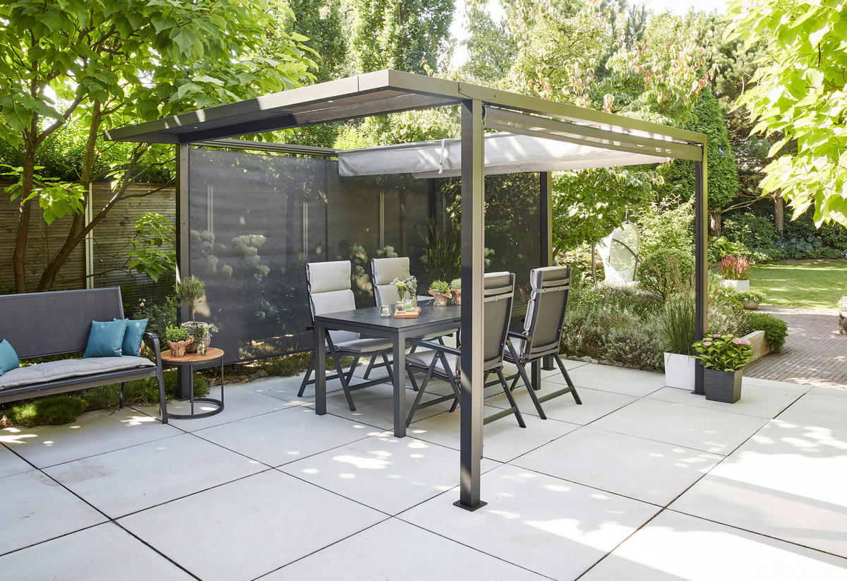 PAVILLON-ROLLO mit Seilzug 300/210/0,5 cm  - Anthrazit, Basics, Textil/Metall (300/210/0,5cm) - Siena Garden