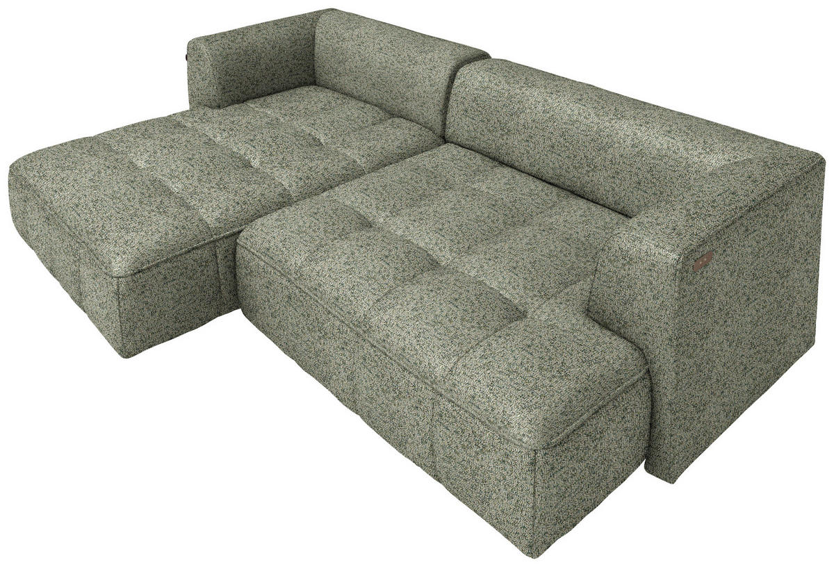 ECKSOFA Webstoff Khaki  - Khaki/Schwarz, Design, Kunststoff/Textil (288/188cm) - Welnova