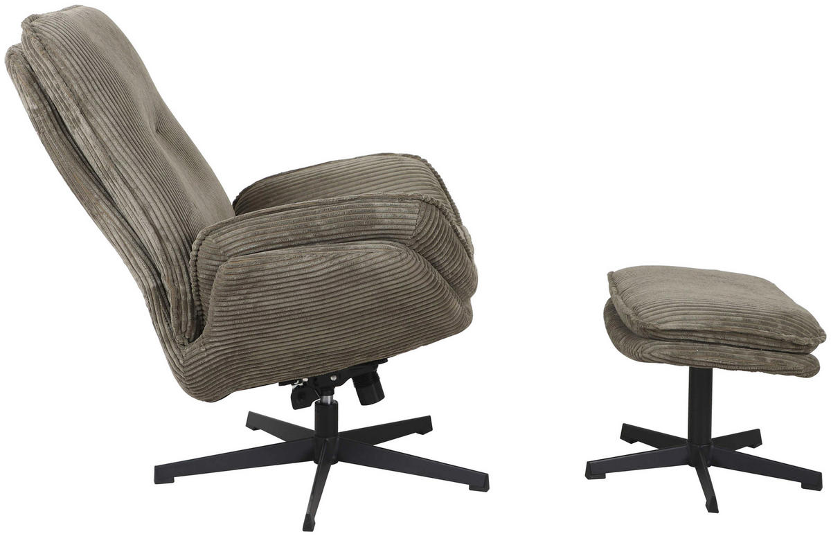RELAXSESSELSET Cord    - Schwarz/Olivgrün, Design, Textil/Metall (75/103/85cm) - Carryhome