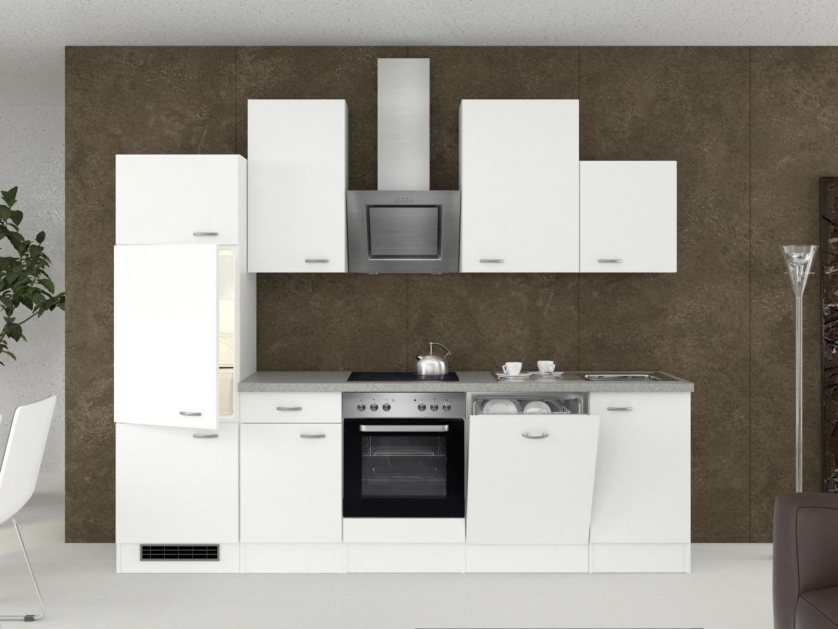 KÜCHENBLOCK 280 cm in Weiß - Edelstahlfarben/Hellgrau, MODERN, Holzwerkstoff/Kunststoff (280cm) - FlexWell