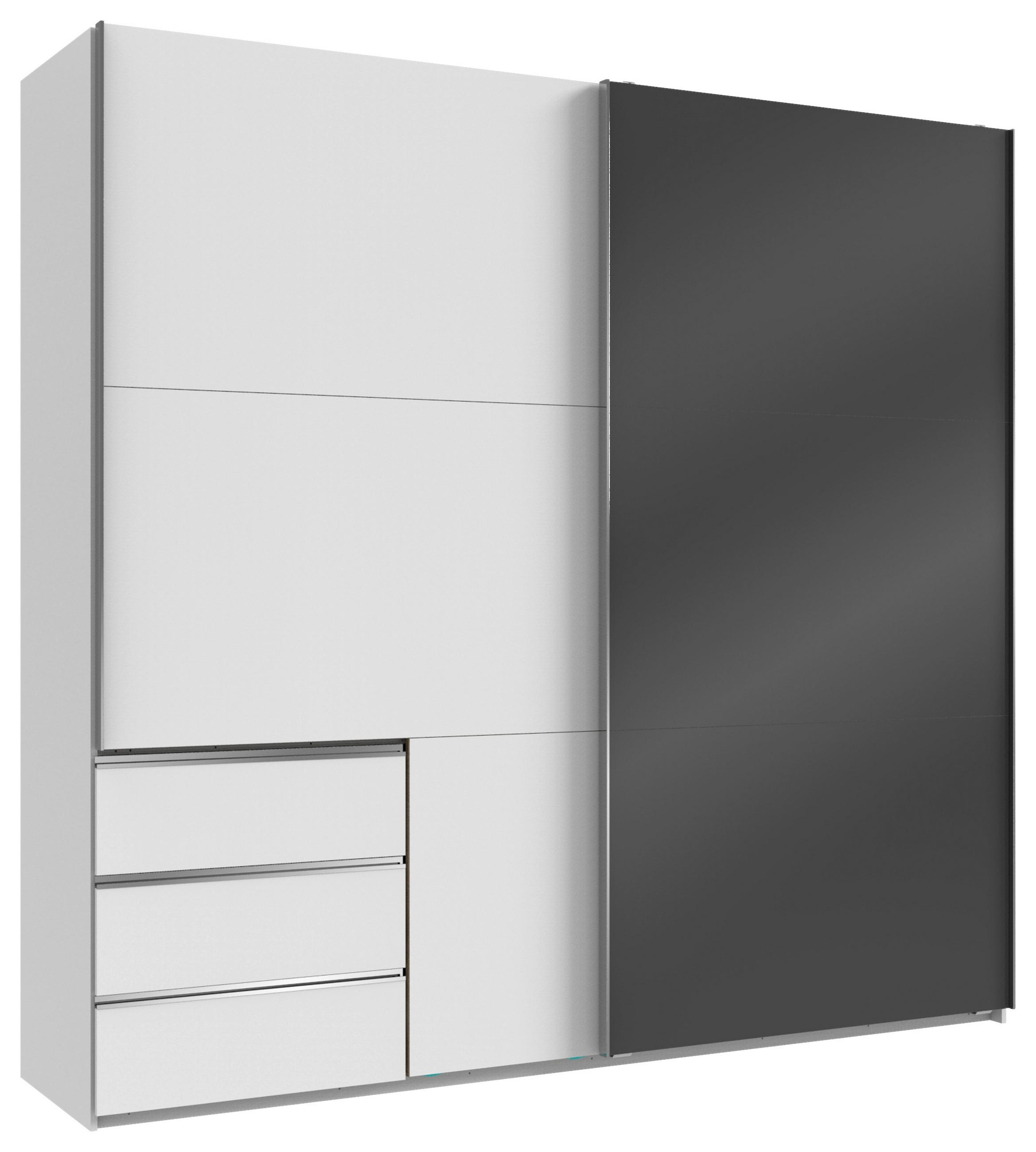 SCHWEBETÜRENSCHRANK 250/236/65 cm 2-türig Grau, Weiß  - Chromfarben/Weiß, MODERN, Holzwerkstoff (250/236/65cm) - MID.YOU