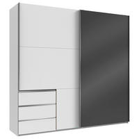 SCHWEBETÜRENSCHRANK in Grau, Weiss  - Chromfarben/Weiss, Modern, Holzwerkstoff (250/236/65cm) - MID.YOU