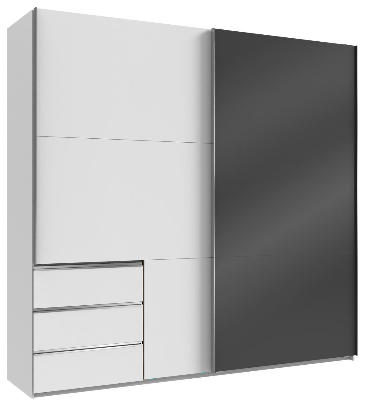 SCHWEBETÜRENSCHRANK in Grau, Weiss  - Chromfarben/Weiss, Modern, Holzwerkstoff (250/236/65cm) - MID.YOU