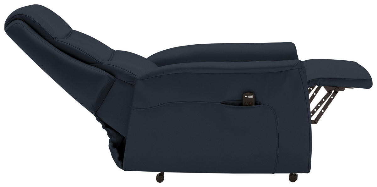 FERNSEHSESSEL Valdera  mit Relaxfunktion, Aufstehhilfe, Rücken echt Echtleder Dunkelblau  - Schwarz/Dunkelblau, KONVENTIONELL, Leder/Kunststoff (70/107/88cm) - Livetastic