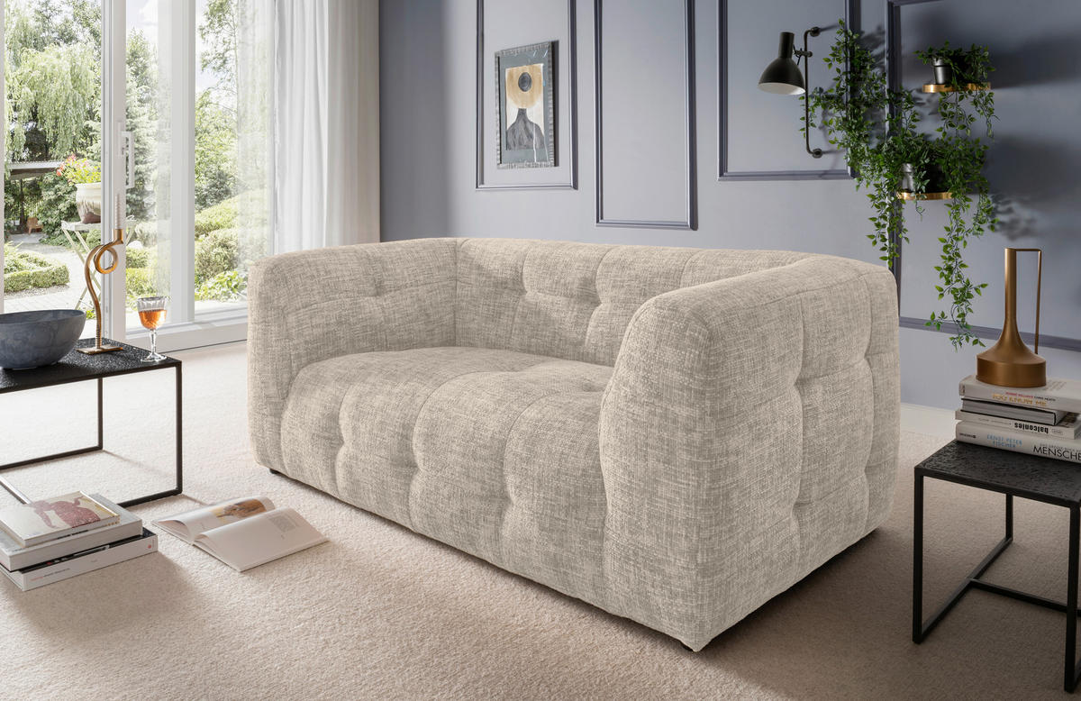 2-SITZER-SOFA Struktur Creme  - Creme/Schwarz, Design, Kunststoff/Textil (184/72/95cm) - Livetastic