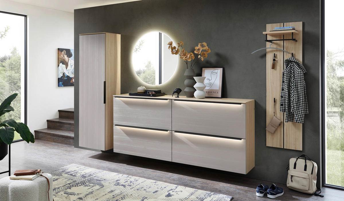 ŠATNÍ PANEL, barvy dubu, 41/151/30 cm - barvy dubu, Design, kompozitní dřevo (41/151/30cm) - Voleo