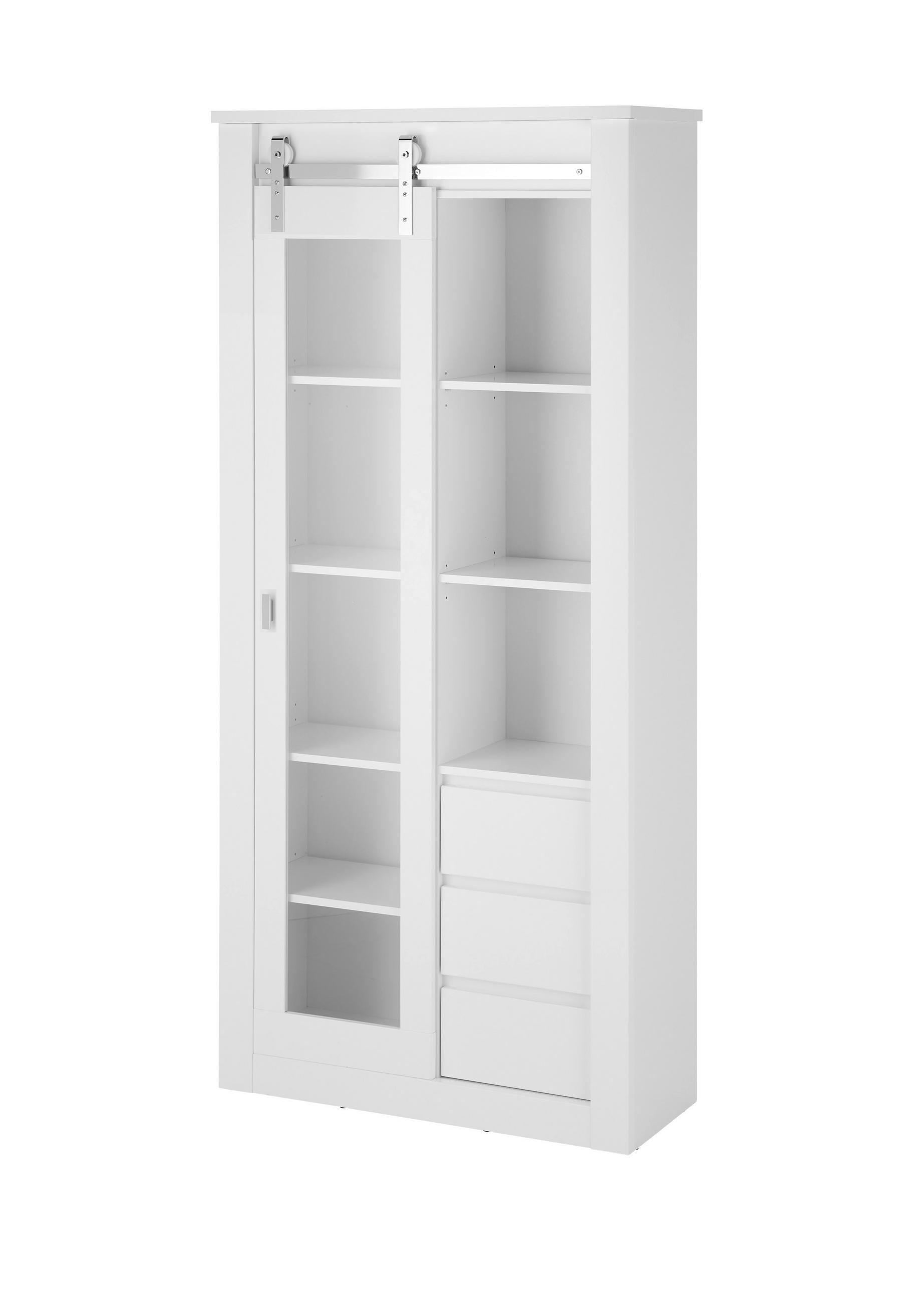 VITRINE  in Weiß, Weiß Hochglanz  - Chromfarben/Weiß Hochglanz, Design, Holzwerkstoff/Metall (93/201/38cm) - Livetastic