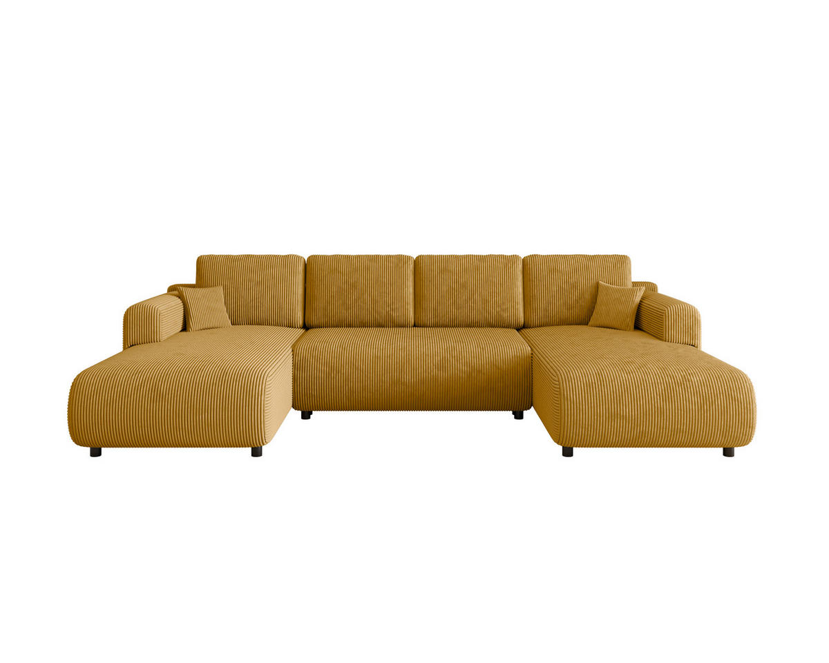 WOHNLANDSCHAFT Currygelb Cord  - Currygelb/Schwarz, KONVENTIONELL, Textil (200/360/200cm) - Xora