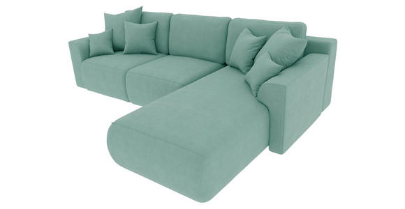 ECKSOFA in Velours Mintgrün  - Chromfarben/Mintgrün, KONVENTIONELL, Kunststoff/Textil (293/195cm) - Carryhome