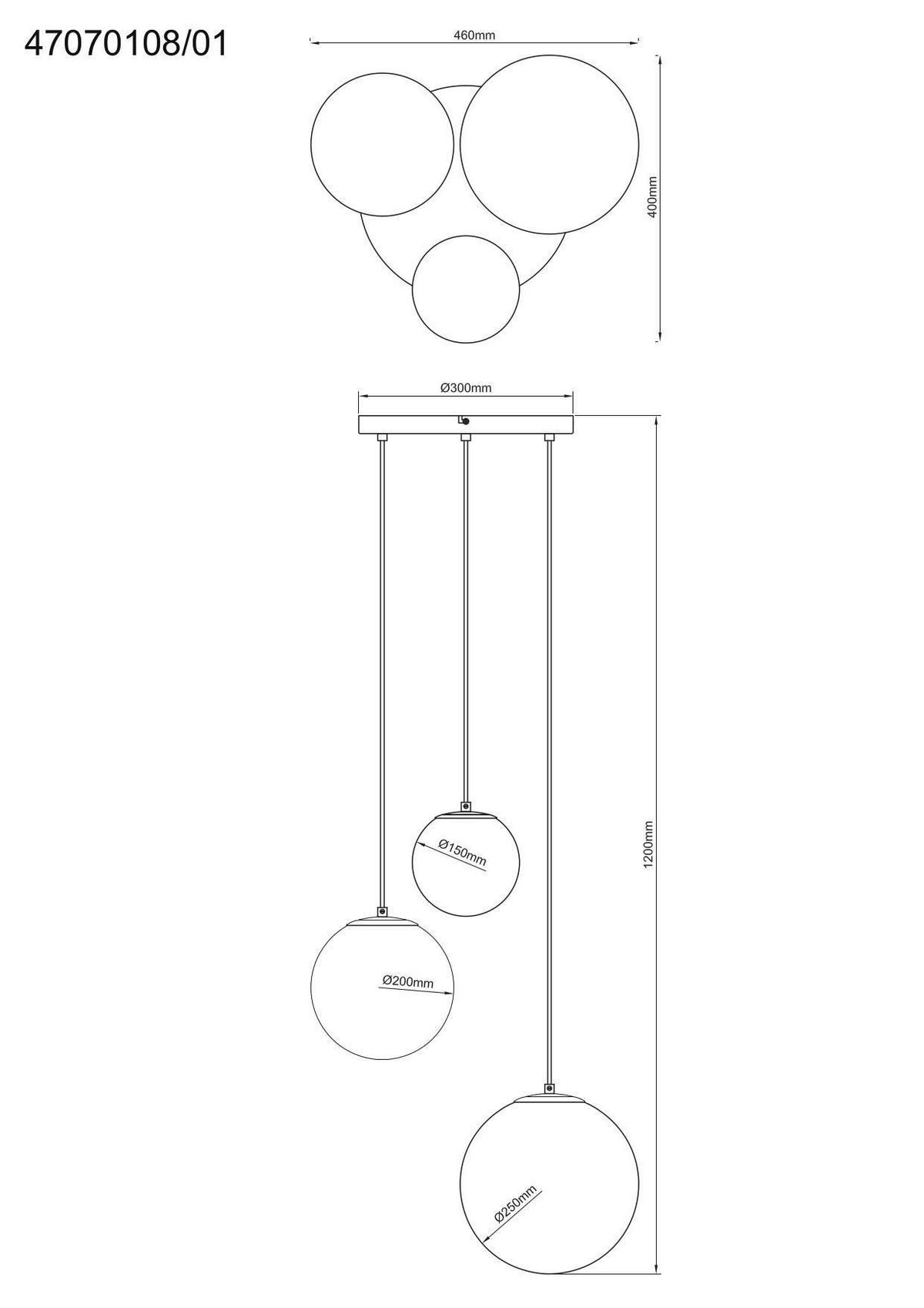 HÄNGELEUCHTE 46/40/120 cm    - Goldfarben/Bernsteinfarben, Trend, Glas/Metall (46/40/120cm) - Novel