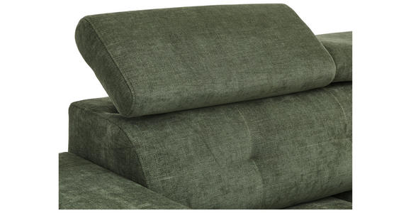 ECKSOFA Olivgrün Chenille  - Schwarz/Olivgrün, KONVENTIONELL, Textil/Metall (264/178cm) - Hom`in