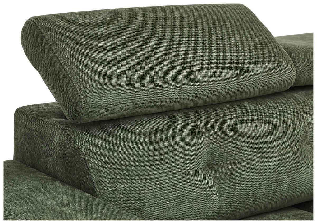 ECKSOFA Olivgrün Chenille  - Schwarz/Olivgrün, KONVENTIONELL, Textil/Metall (264/178cm) - Hom`in