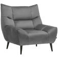 SESSEL in Mikrofaser Grau  - Schwarz/Grau, Design, Textil/Metall (100/104/99cm) - Xora