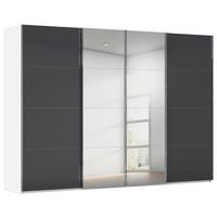 SCHWEBETÜRENSCHRANK 316/223/68 cm 4-türig Schwarz, Weiß  - Chromfarben/Schwarz, Design, Glas/Holzwerkstoff (316/223/68cm) - Novel