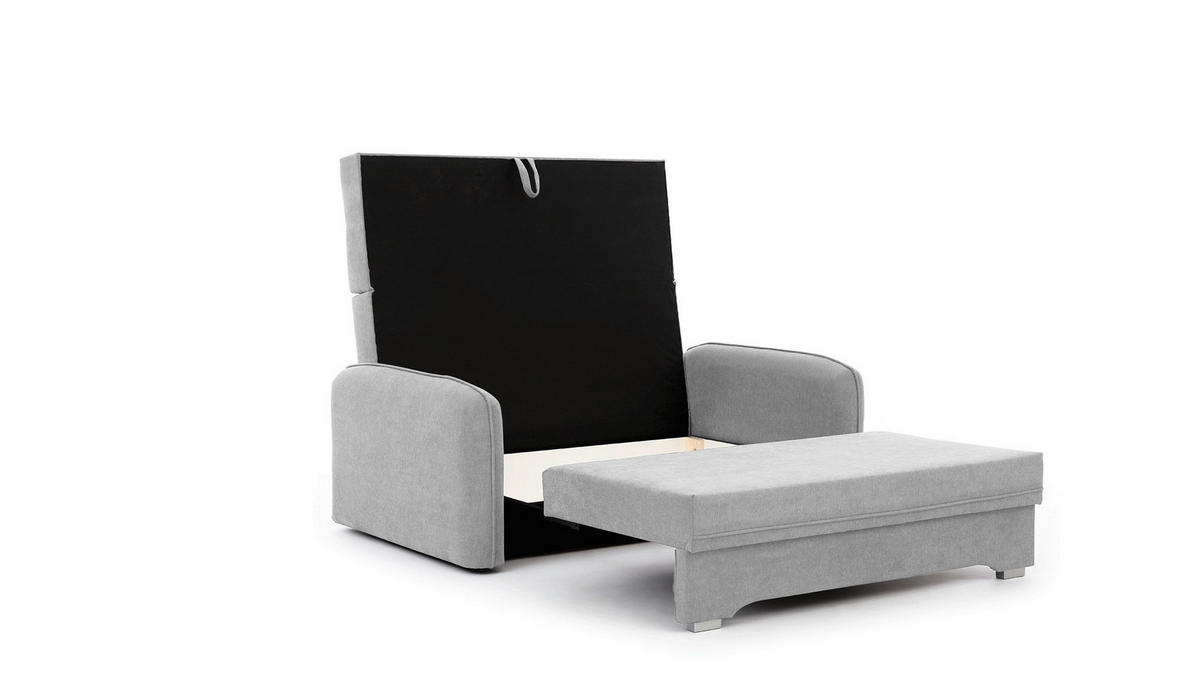 SCHLAFSOFA in Chenille Hellgrau  - Silberfarben/Hellgrau, Design, Kunststoff/Textil (155/105/75cm) - MID.YOU