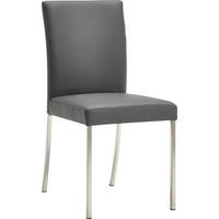 STUHL  in Edelstahl Echtleder pigmentiert Metall, Leder  - Edelstahlfarben/Grau, Design, Leder/Metall (47/94/63cm) - Moderano