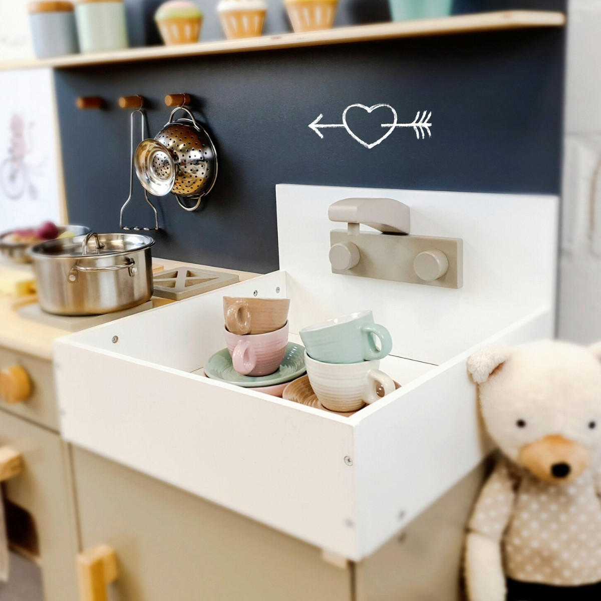 KINDERKÜCHE LINUM  - Naturfarben/Grau, Basics, Holz/Holzwerkstoff (76/36/90cm) - MUSTERKIND