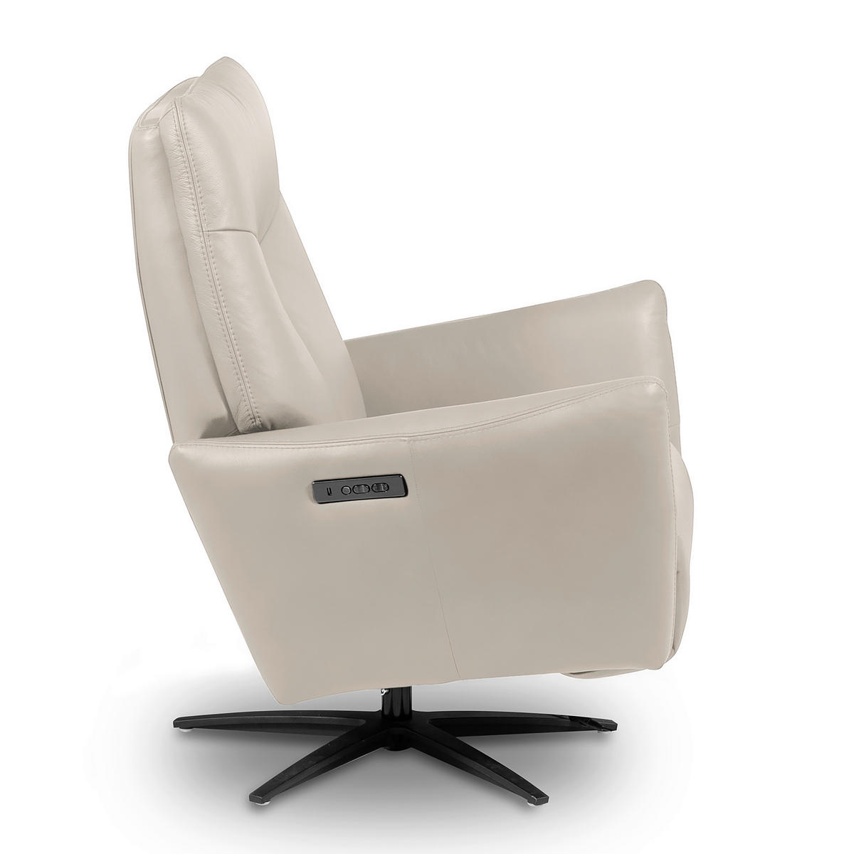 RELAXSESSEL Leder Hellgrau  - Hellgrau/Schwarz, Design, Leder/Metall (76/107/88cm) - Livetastic