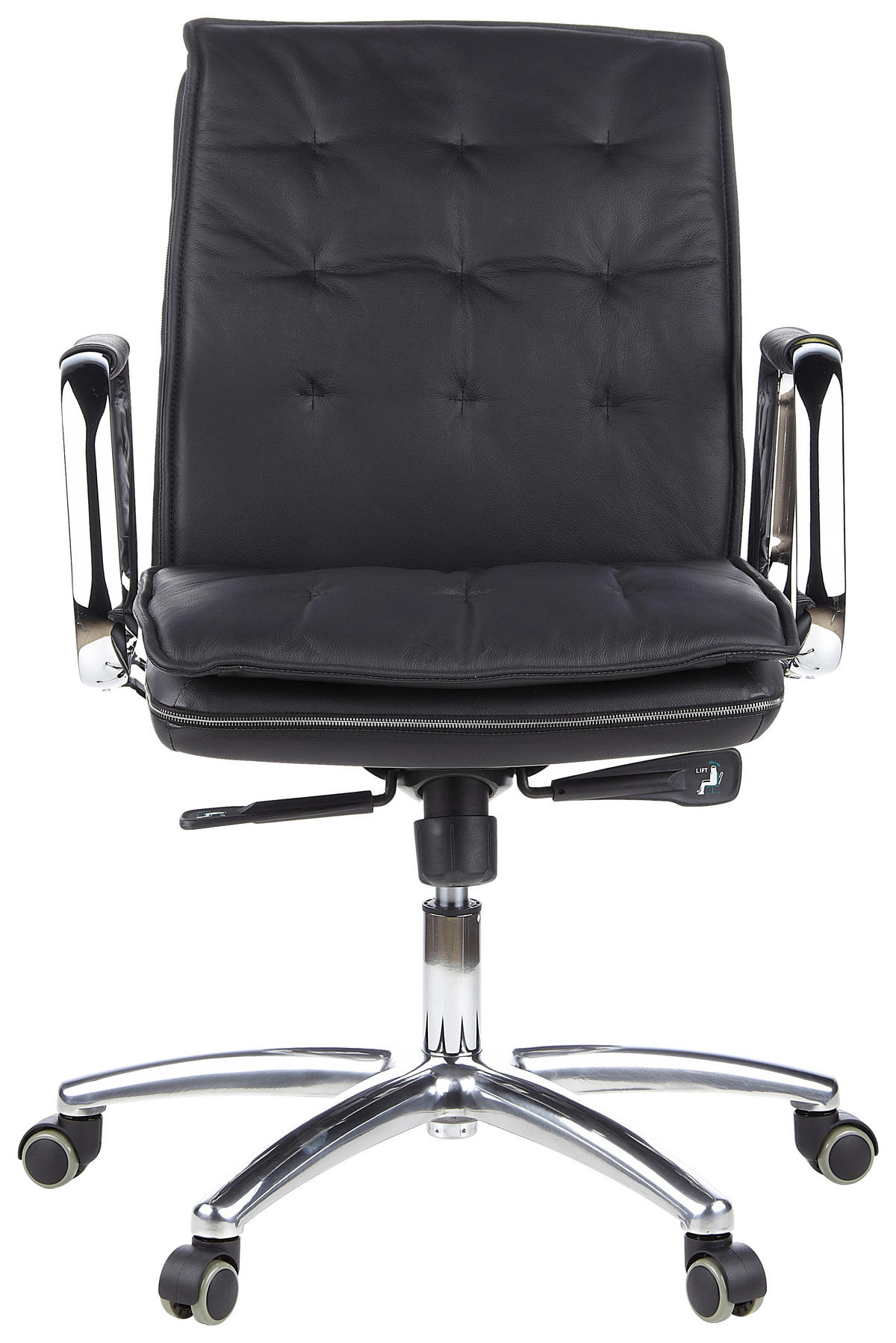 DREHSTUHL  in Schwarz  - Silberfarben/Schwarz, Basics, Leder/Kunststoff (60/109/48cm) - MID.YOU