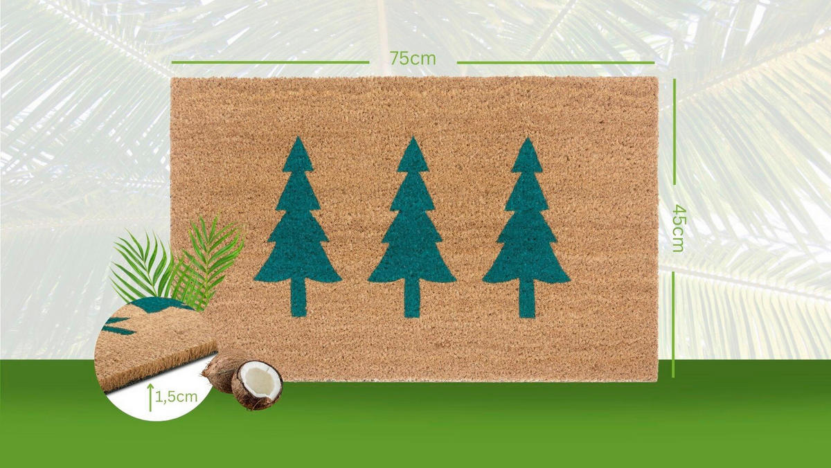 KOKOSMATTE  45/75 cm  Dunkelgrün, Hellbraun  - Hellbraun/Dunkelgrün, Basics, Naturmaterialien/Kunststoff (45/75cm) - Hanse Home