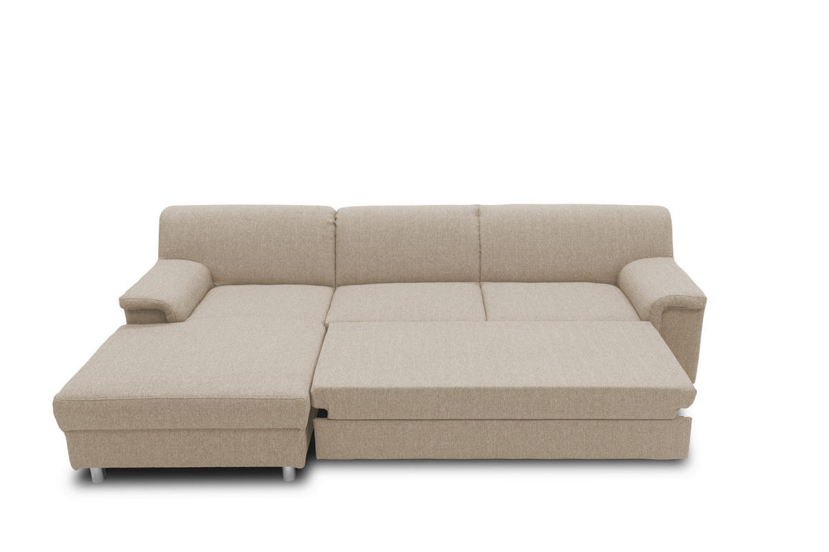 ECKSOFA Beige Webstoff  - Chromfarben/Beige, KONVENTIONELL, Textil/Metall (150/252cm) - MID.YOU