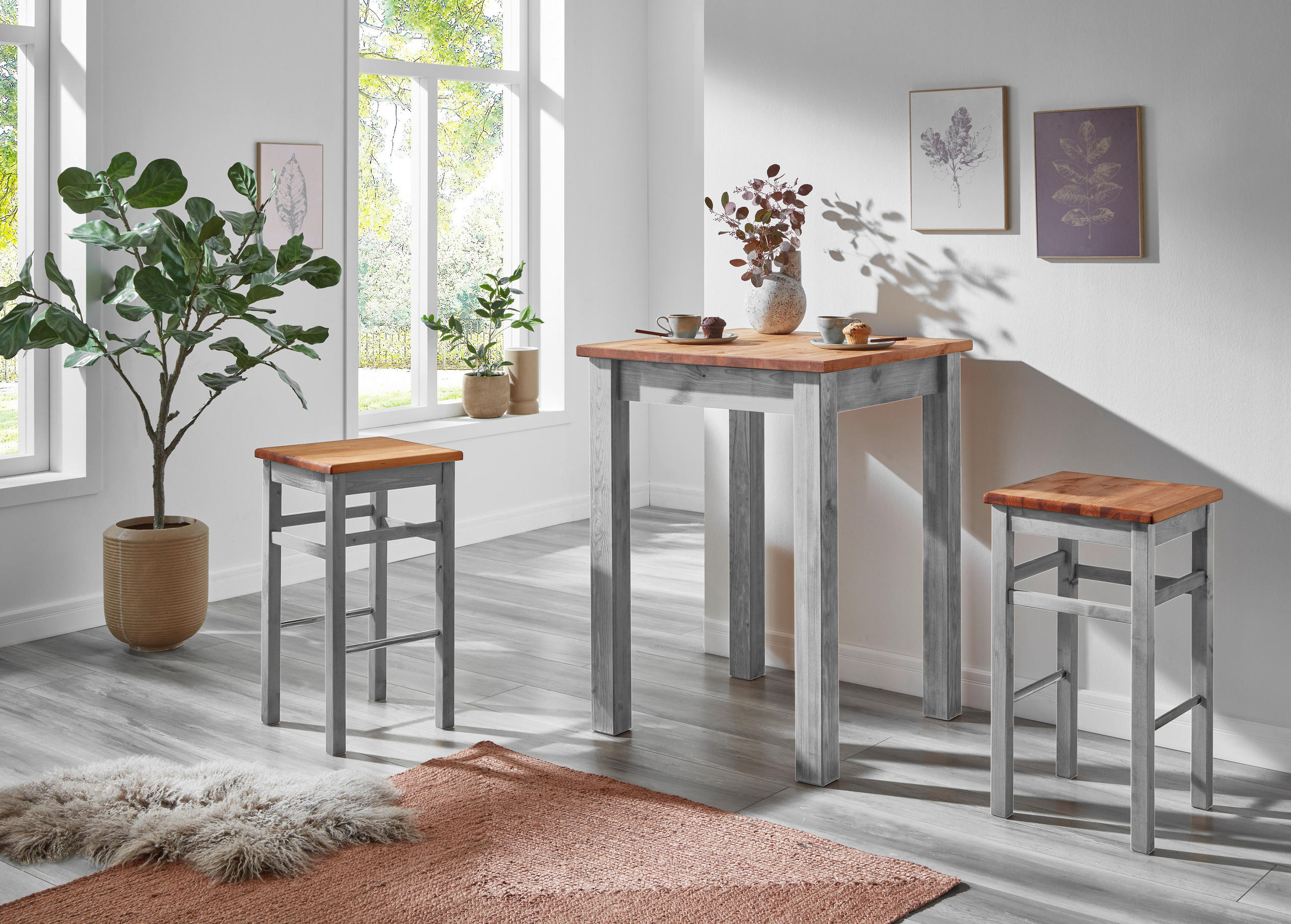 BARTISCH  - Laugenfarbig/Grau, ROMANTIK / LANDHAUS, Holz (78/78/103cm) - Boxxx