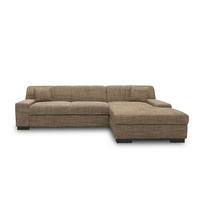 ECKSOFA Braun, Beige Webstoff  - Wengefarben/Beige, Design, Holz/Textil (268/153cm) - MID.YOU
