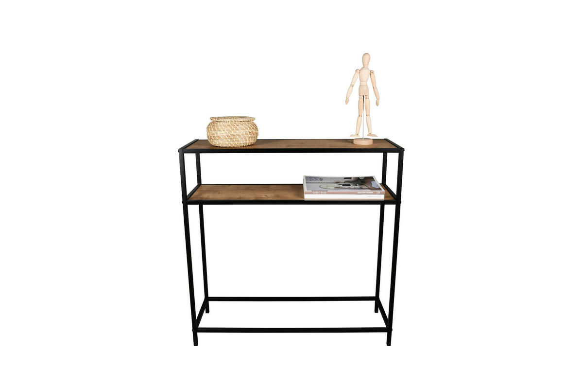 KONSOLENTISCH Schwarz, Eiche Artisan  - Schwarz/Eiche Artisan, Design, Holzwerkstoff/Metall (80/27/80cm) - Milino