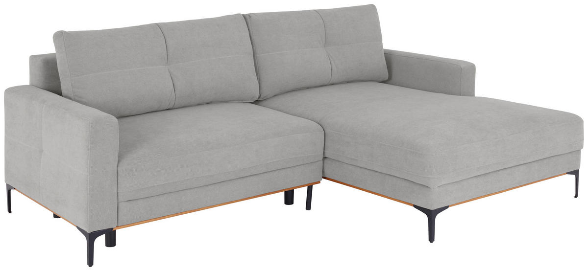 ECKSOFA Hellgrau  - Hellgrau/Schwarz, MODERN, Textil/Metall (238/162cm) - Ondega
