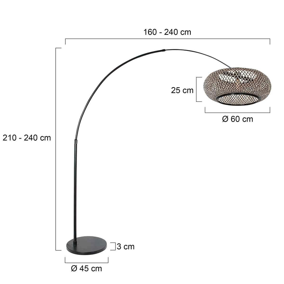 STEHLEUCHTE SPARKLED LIGHT 50/240/230 cm  - Schwarz, Trend, Naturmaterialien/Metall (50/240/230cm)
