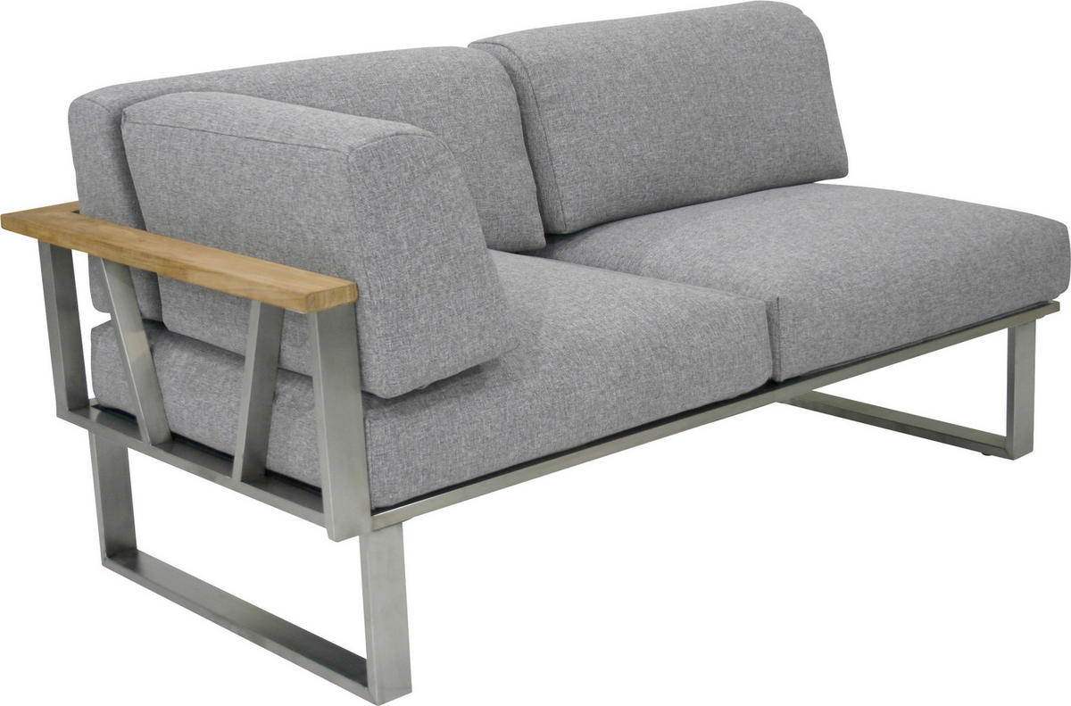 GARTENBANK 156/59/82,5 cm Teakholz  Edelstahl  - Edelstahlfarben/Grau, Design, Holz/Textil (156/59/82,5cm) - Zebra 