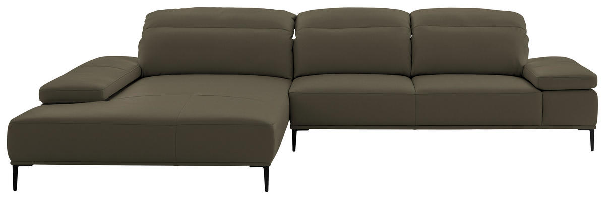 ECKSOFA  in Echtleder Braun  206/322 cm  - Schwarz/Braun, MODERN, Leder/Metall (206/322cm) - Chilliano