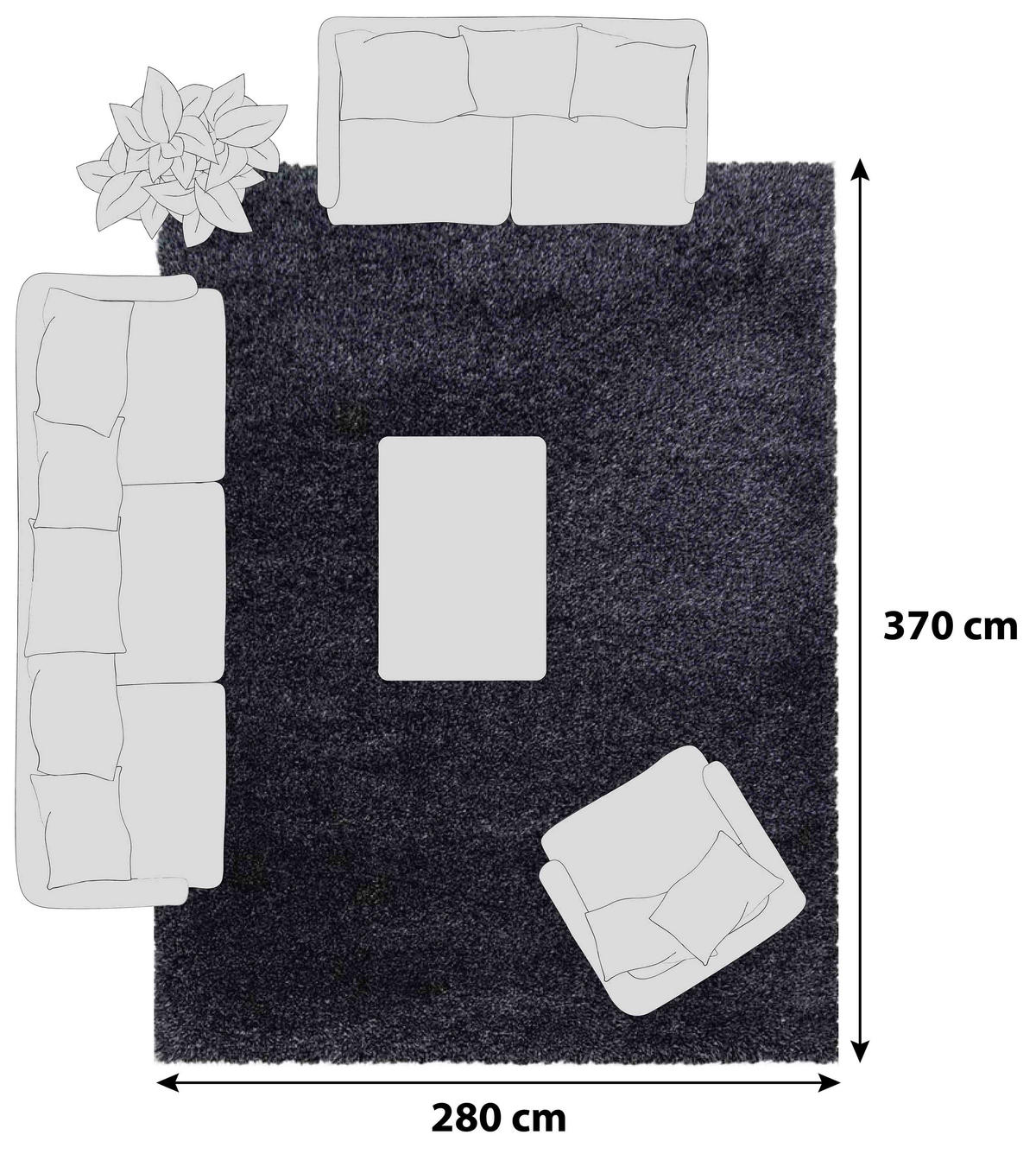 RYAMATTA 280/370 cm Fluffy 3500 Athrazit  - antracit, Basics, textil (280/370cm)