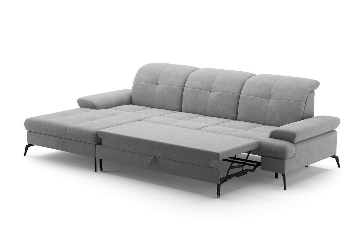 ECKSOFA in Flachgewebe Grau  - Schwarz/Grau, Konventionell, Textil/Metall (185/279cm) - Sit & More
