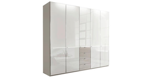 KLEIDERSCHRANK in Grau, Weiß - Chromfarben/Weiß, Design, Glas/Holzwerkstoff (250/216/58cm) - Novel