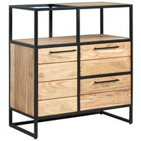 ŠIROKA KOMODA, črna, barve medu  - črna/barve medu, Design, kovina/les (86/93/42cm) - MID.YOU