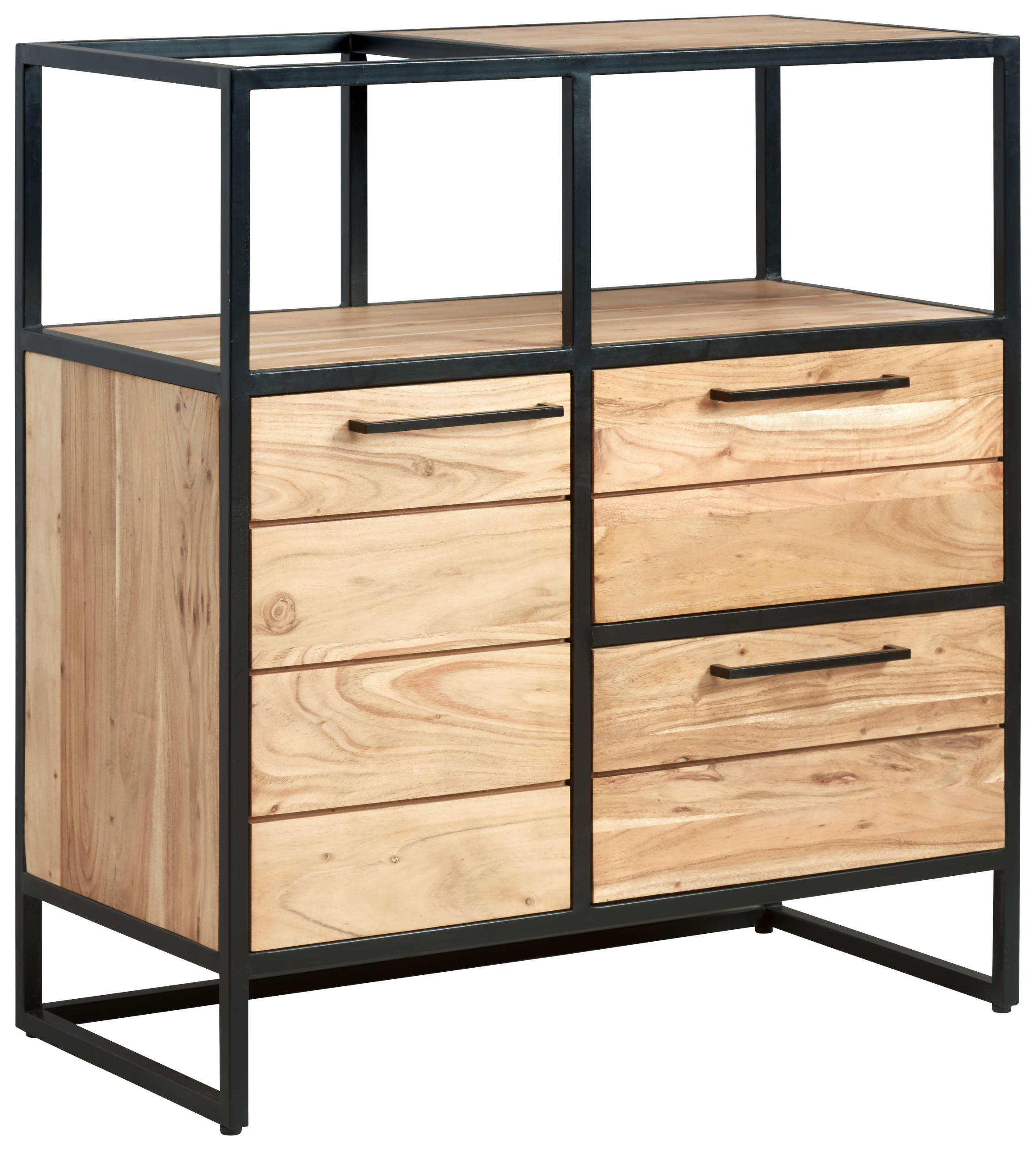 E-shop MID.YOU ŠIROKÁ KOMODA, akácia, čierna, medová, 86/93/42 cm