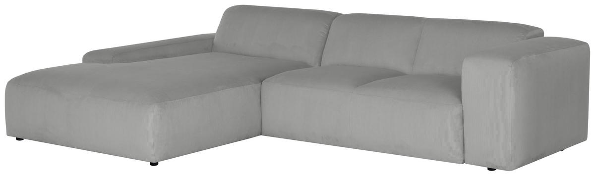 ECKSOFA HANNAH Hellgrau Cord  - Hellgrau/Schwarz, Design, Kunststoff/Textil (200/304cm) - MID.YOU