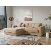 ECKSOFA FABIO E in Mikrofaser Sandfarben  196/264 cm  - Sandfarben/Schwarz, MODERN, Kunststoff/Textil (196/264cm) - Sit & More