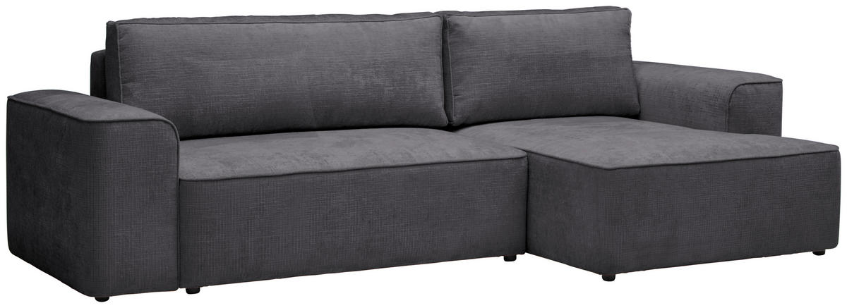ECKSOFA in Plüsch Dunkelgrau  - Dunkelgrau/Blaugrau, Design, Kunststoff/Textil (288/152cm) - Xora