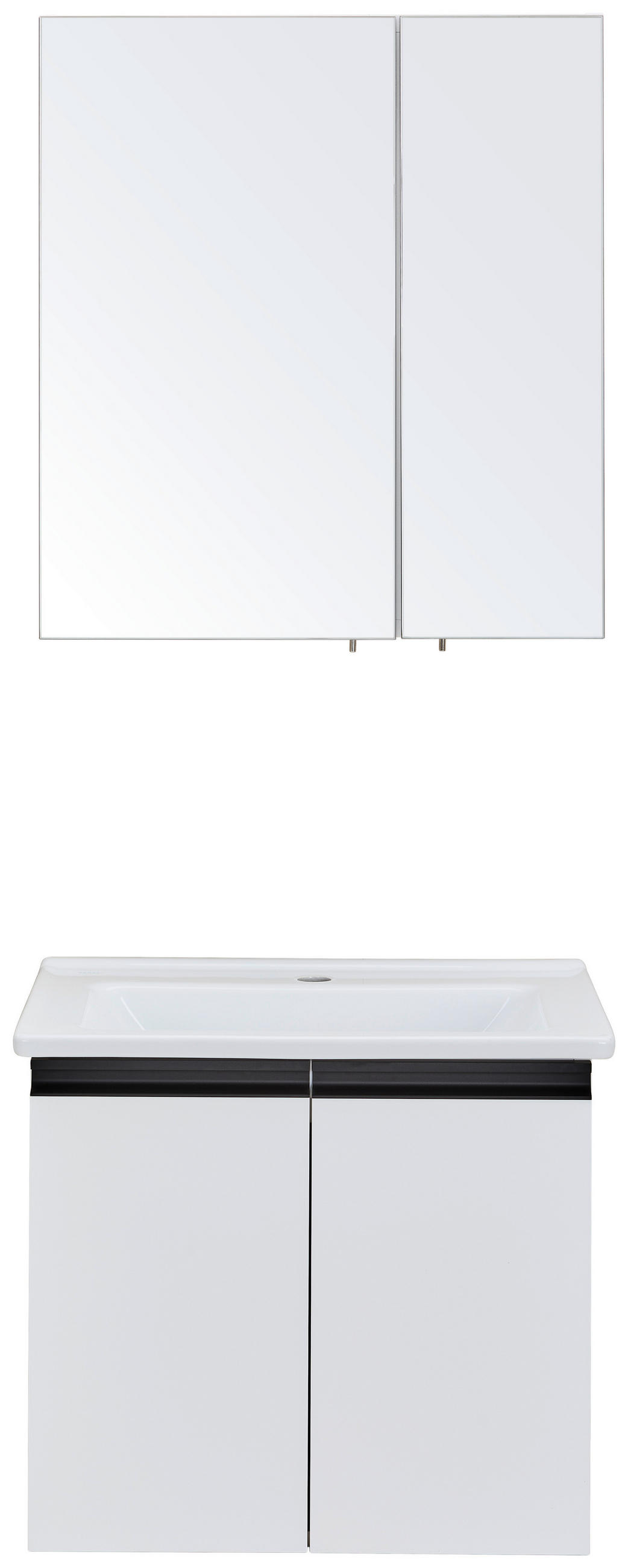 BADEZIMMER 3-teilig  in  - Weiß Hochglanz/Schwarz, MODERN, Glas/Keramik (60/119/46cm) - MID.YOU