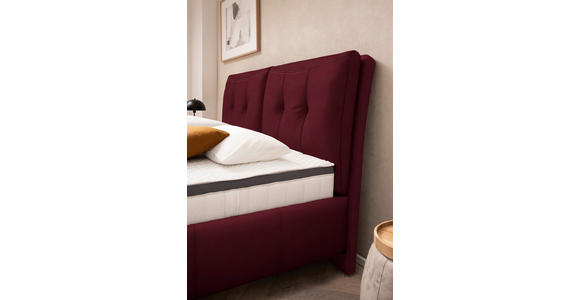POLSTERBETT Matratze, Lattenrost, Topper Bordeaux 180/200 cm - Bordeaux/Schwarz, KONVENTIONELL, Leder/Holz (180/200cm) - Novel