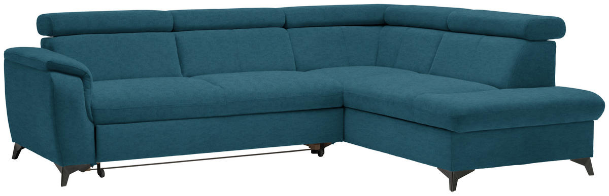 ECKSOFA in Mikrofaser Blau  - Blau/Schwarz, Design, Textil/Metall (260/203cm) - Stylife